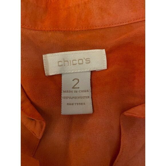 Chico's women's sheer coral button snap collared long sleeve blouse size 2 - Picture 7 of 8